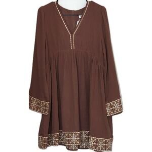 In Loom Women’s ‘The Lallo Dress’ Size L Mini Babydoll Rust Boho Country Rodeo